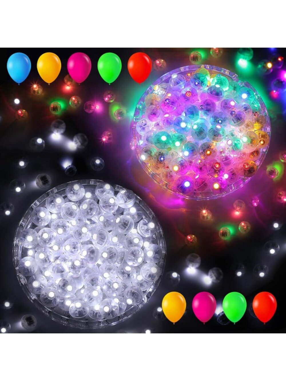 200pcs LED Balloon Lights & Colorful Mini Balls - Waterproof Party Decor - Picture 1 of 7